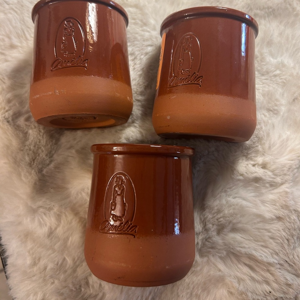 3 La Fermière French Glazed Terracotta Mini Pots